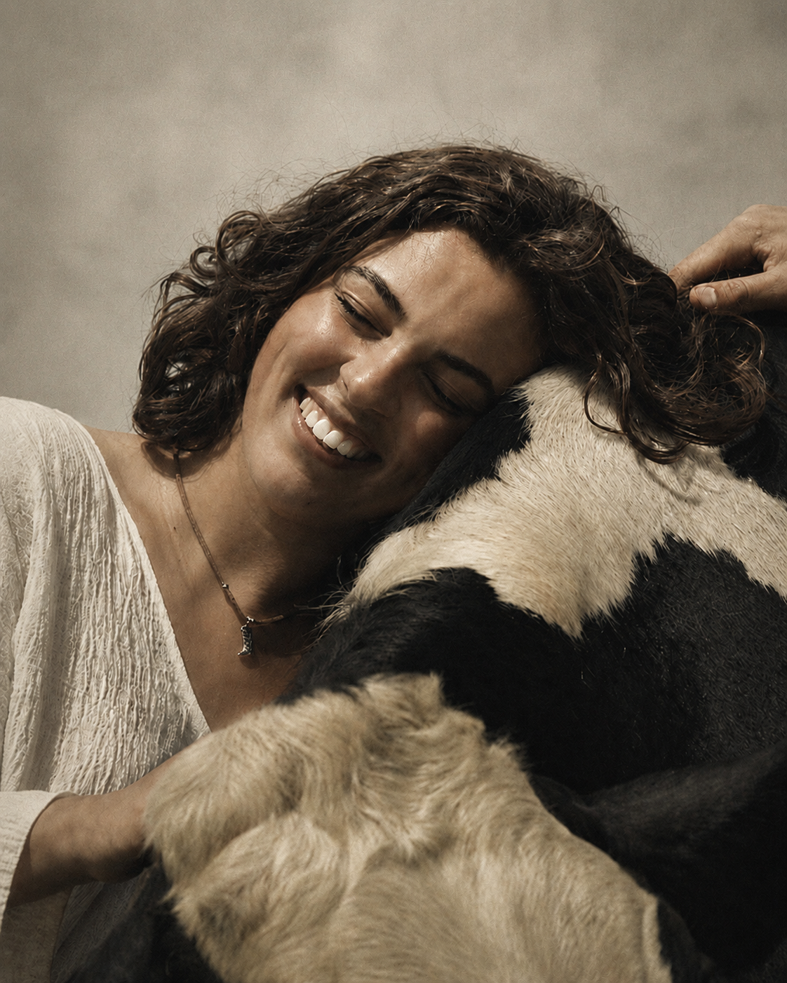 Mariana with a cow
